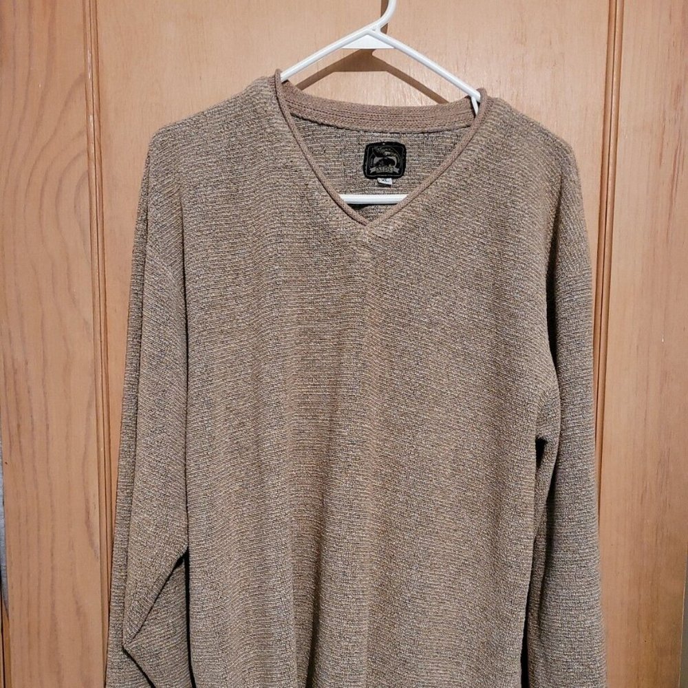Alps Mens Tan Sweater Size XL Made U.S.A. v-neck Vintage 1990's Comfortable